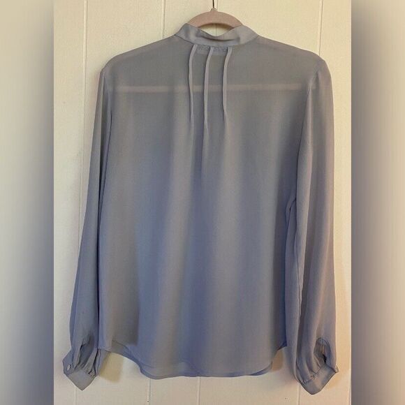 Vintage Paula Saker Blouse Women’s Large Light Blue Sheer Pleated Feminine - Picture 2 of 5